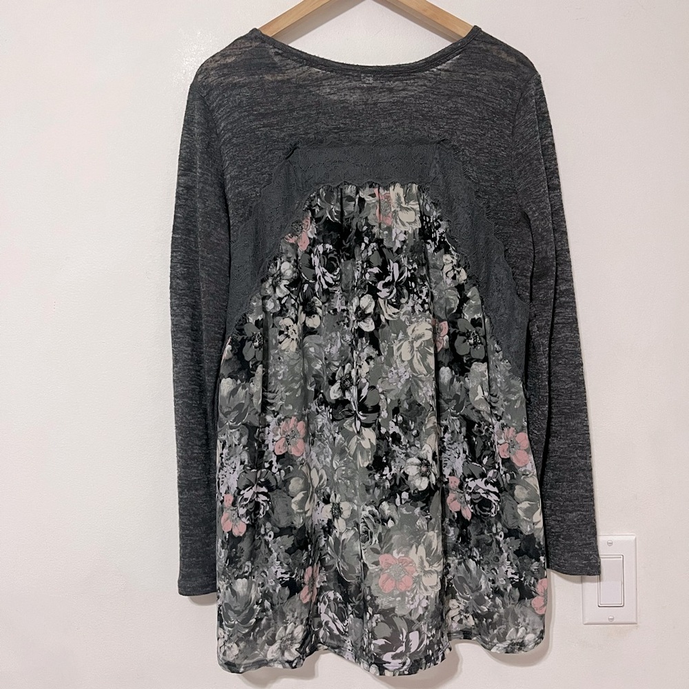 xhilaration floral back burnout sweater